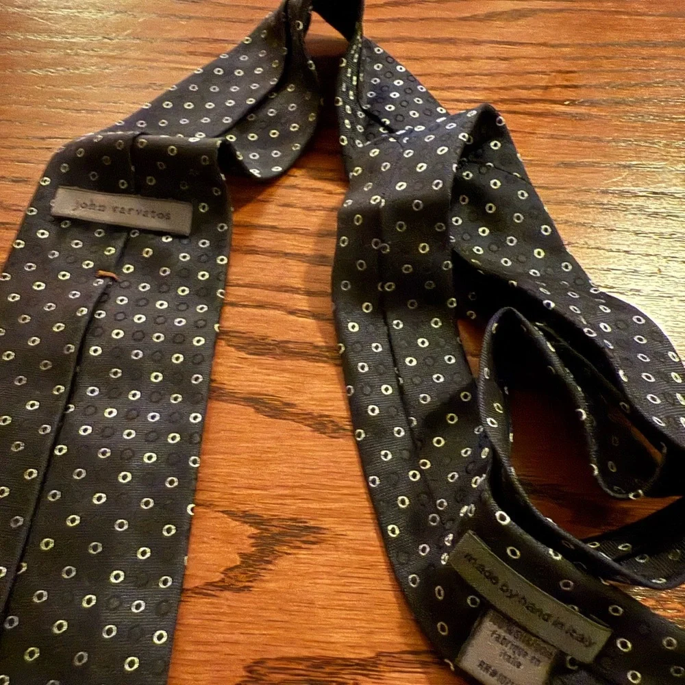 John Varvatos 100% Silk Polka Dot Black Tie